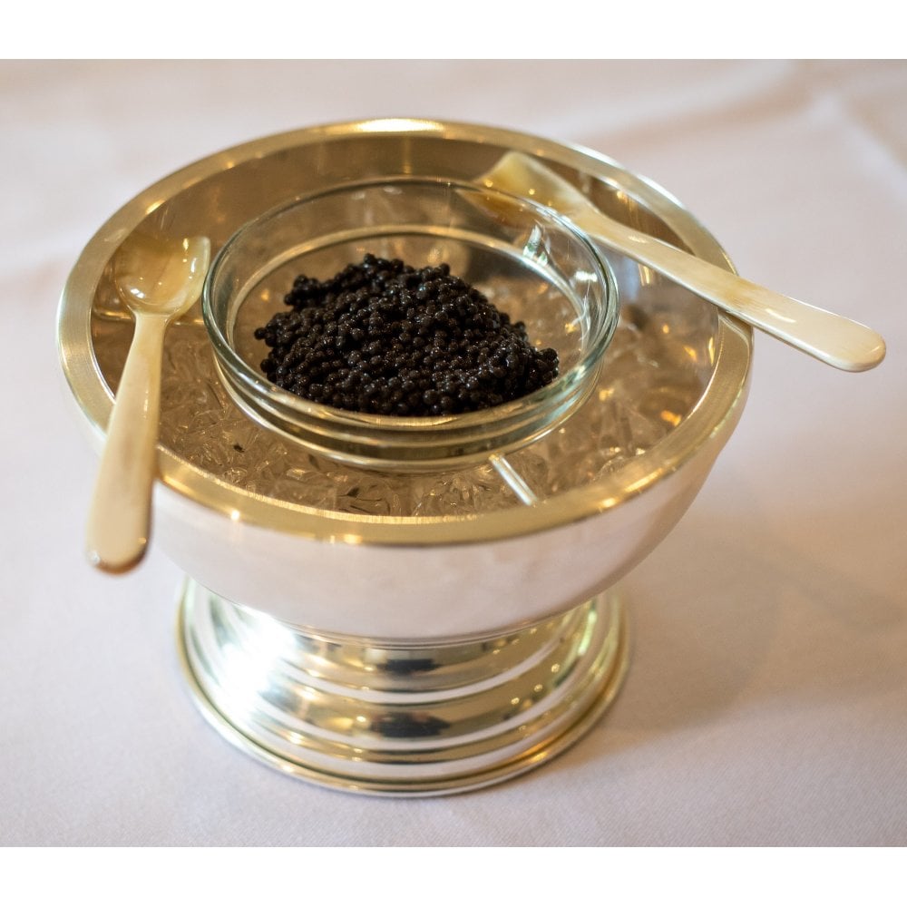 Silver Plated Caviar Bowl with Glass Insert