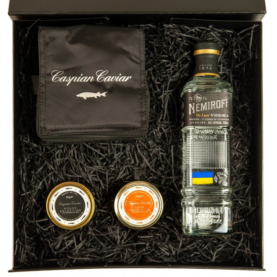 Red & Black Caviar Gift Set with Vodka