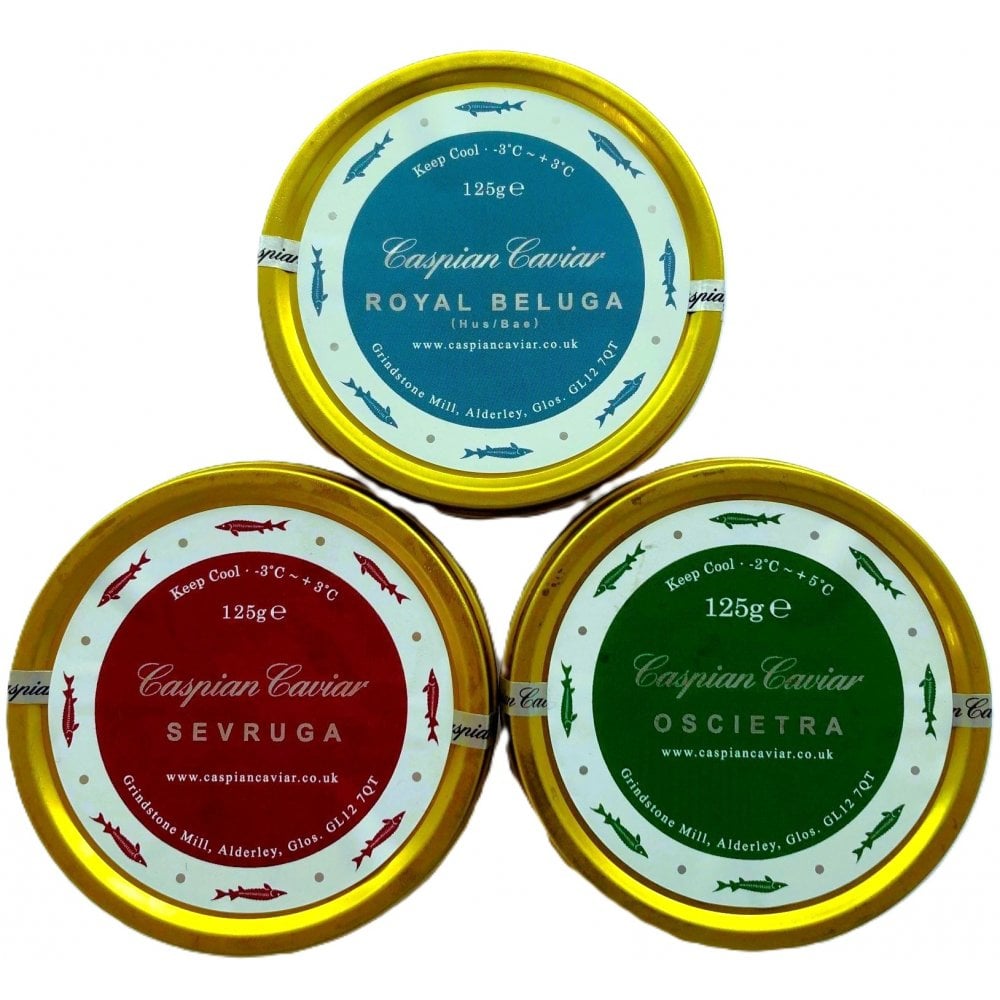 Traditional Caviar Taster Set (Beluga, Oscietra & Sevruga)