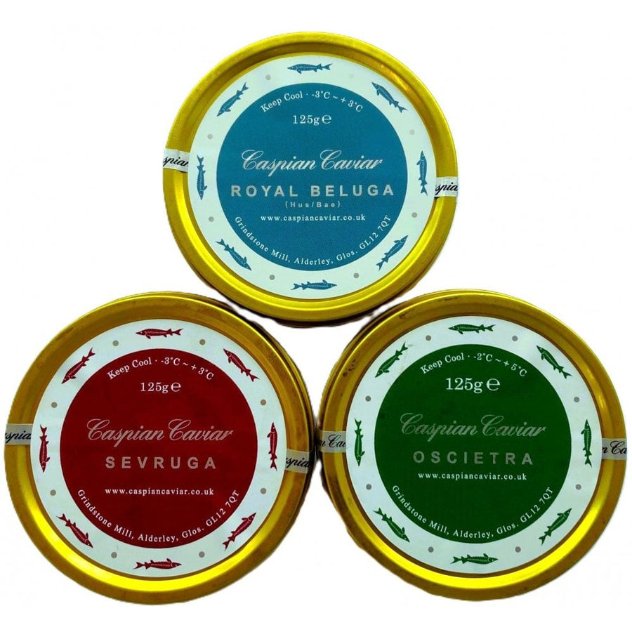 Traditional Caviar Taster Set (Beluga, Oscietra & Sevruga)